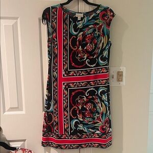 Donna Morgan floral geometric Elegant Multicolor Patterned shift Dress vibrant
